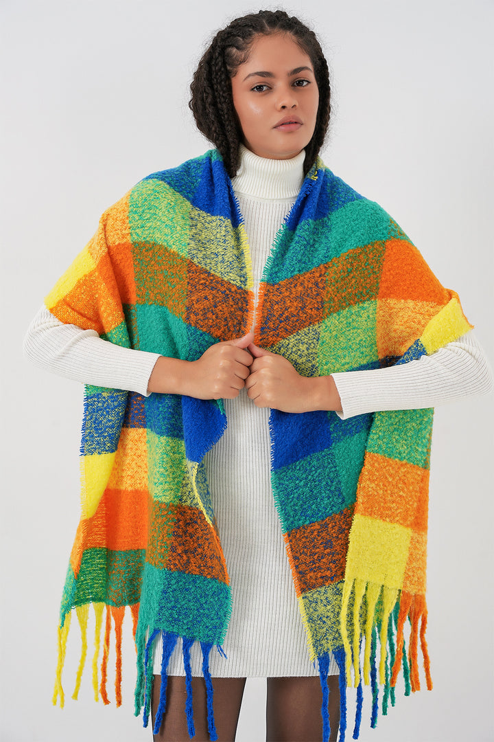 BGD Women Woman Soft Textured Thick Shawl Scarf 15951 - Yellow - Khartsyzk