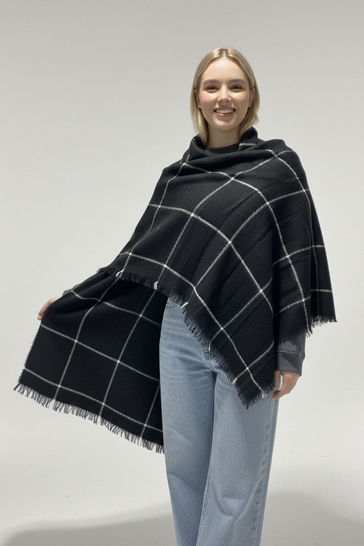 BGD Women Woman Soft Textured Thick Scarf 15951 - Black - West Hollywood