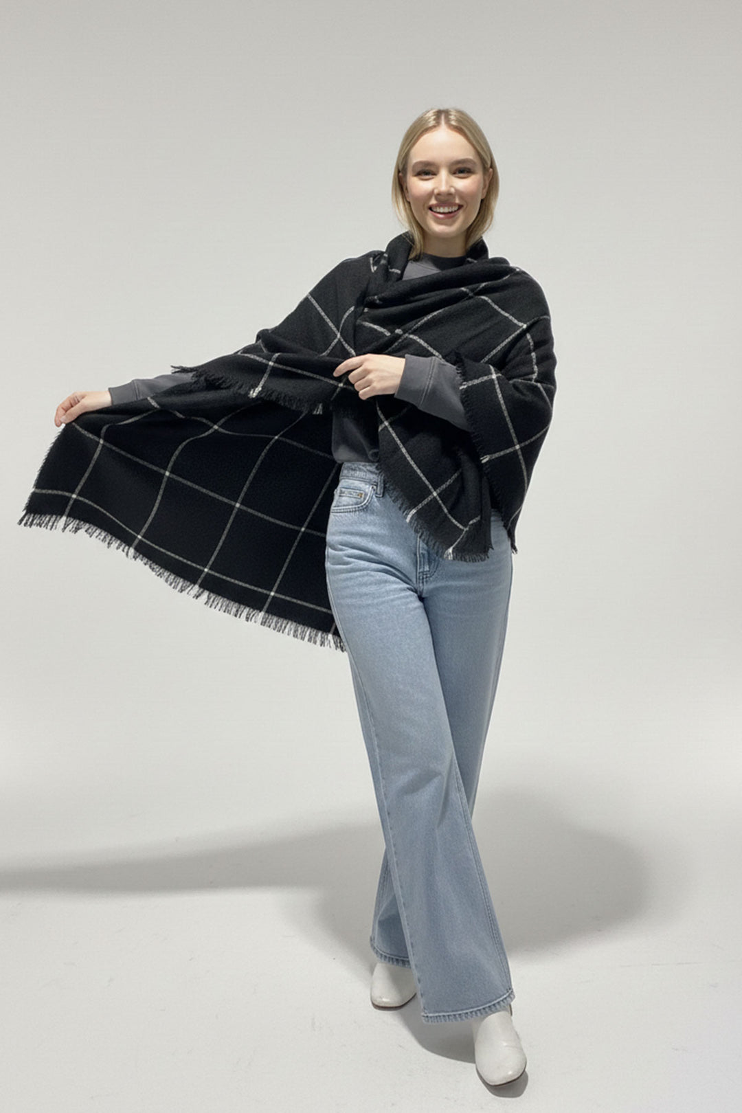 BGD Women Woman Soft Textured Thick Scarf 15951 - Black - West Hollywood