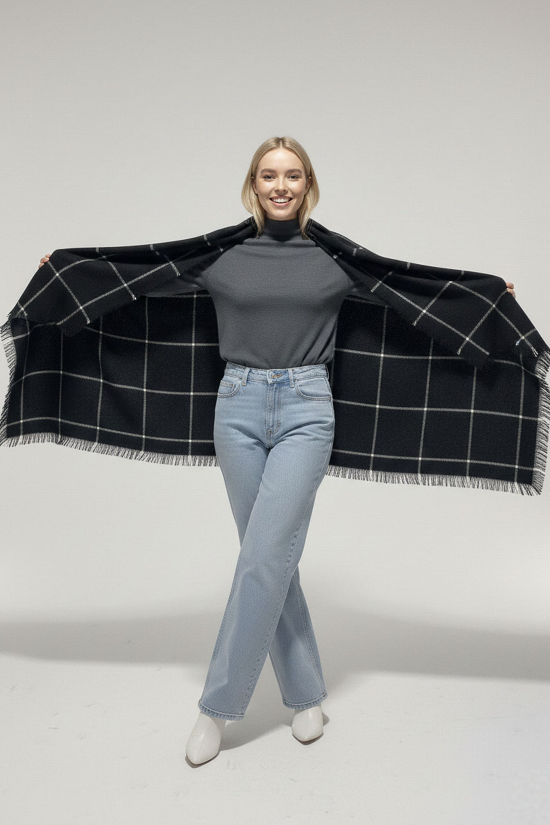 BGD Women Woman Soft Textured Thick Scarf 15951 - Black - West Hollywood