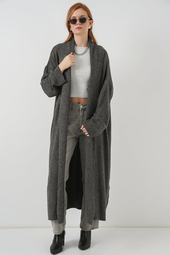 BGD Women Woman Long Oversize Knit Cardigan 15924 - Anthracite - Graham