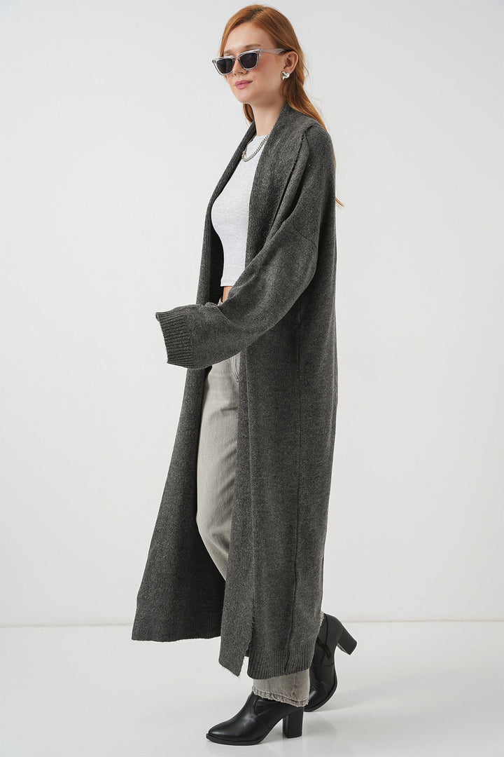 BGD Women Woman Long Oversize Knit Cardigan 15924 - Anthracite - Graham