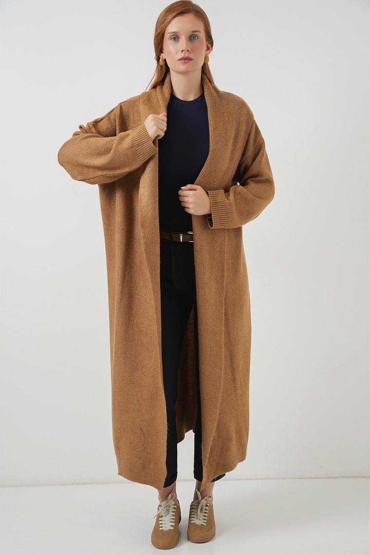 BGD Women Woman Long Oversized Knit Cardigan 15924 - Mustard - Riviera Beach
