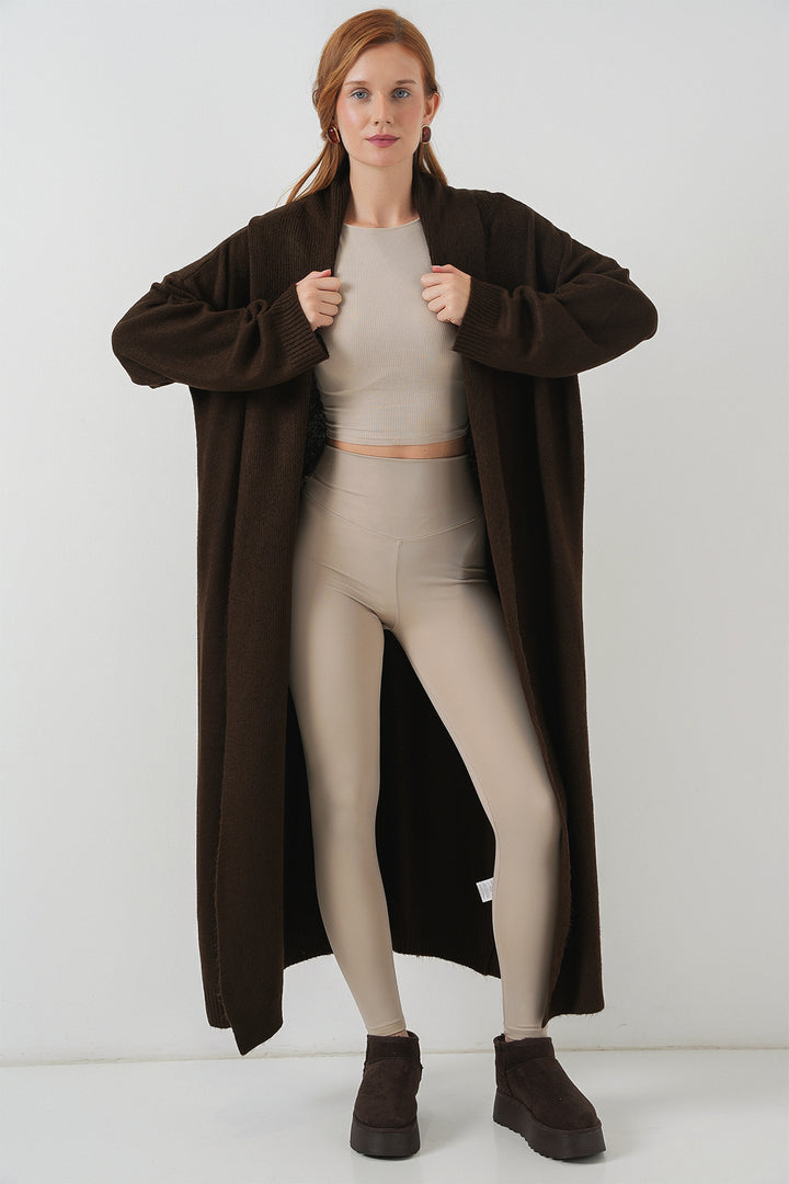 BGD Women Woman Long Oversized Knit Cardigan 15924 - Brown - Tlaquepaque
