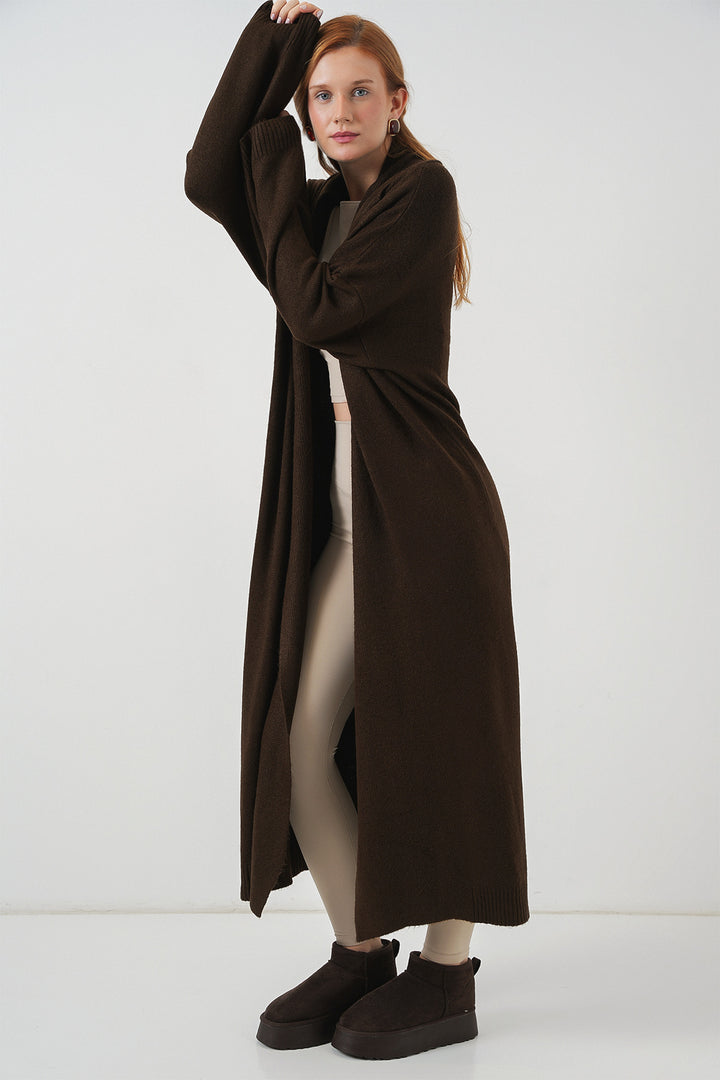 BGD Women Woman Long Oversized Knit Cardigan 15924 - Brown - Tlaquepaque