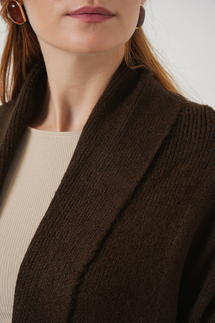 BGD Women Woman Long Oversized Knit Cardigan 15924 - Brown - Tlaquepaque