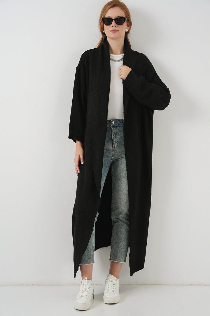 BGD Women Women's Long Oversized Knit Cardigan 15924 - Black - Boston