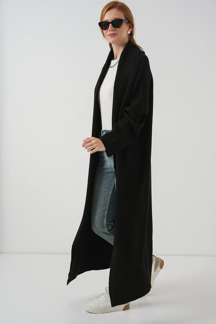 BGD Women Women's Long Oversized Knit Cardigan 15924 - Black - Boston