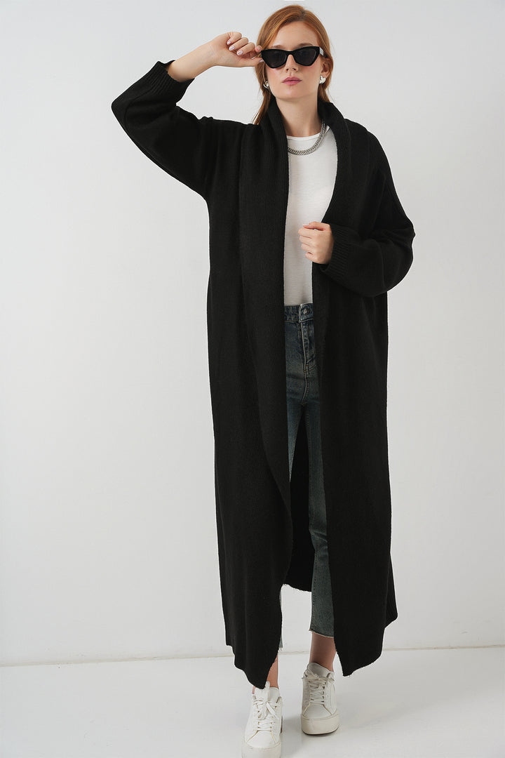 BGD Women Women's Long Oversized Knit Cardigan 15924 - Black - Boston