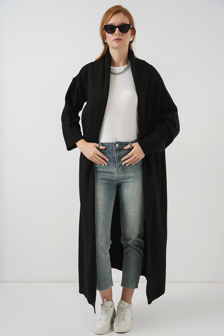 BGD Women Women's Long Oversized Knit Cardigan 15924 - Black - Boston