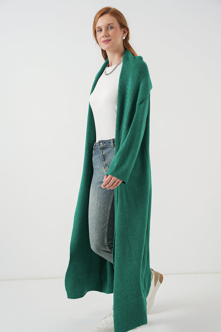 BGD Women Women's Long Oversized Knit Cardigan 15924 - Emerald Green - Anglet