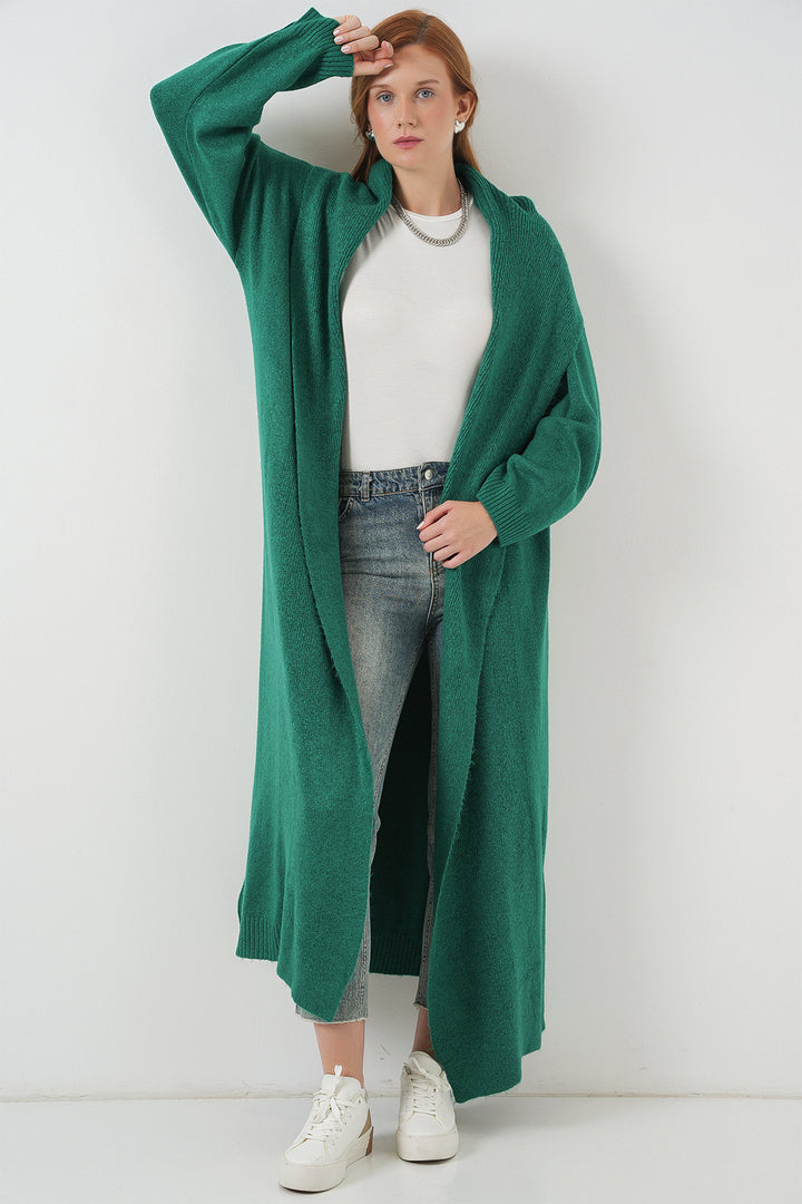 BGD Women Women's Long Oversized Knit Cardigan 15924 - Emerald Green - Anglet