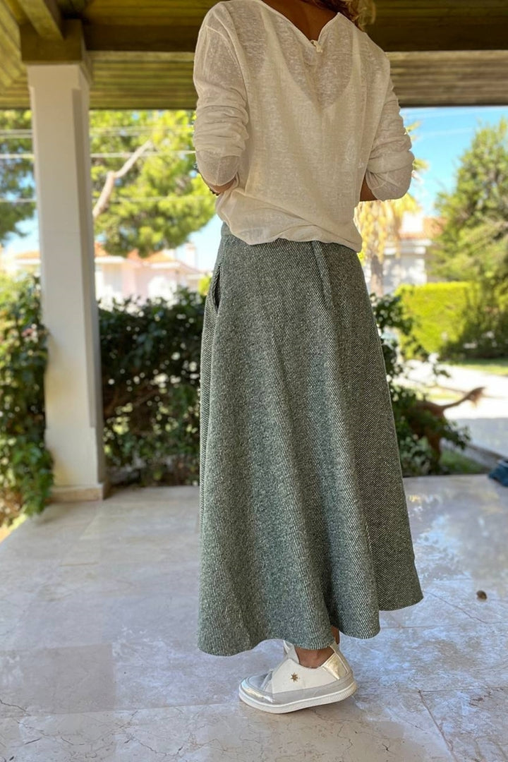 معطف طويل ناعم الملمس بجيب زمردي للنساء من GNS BST700-3528 - Slidell