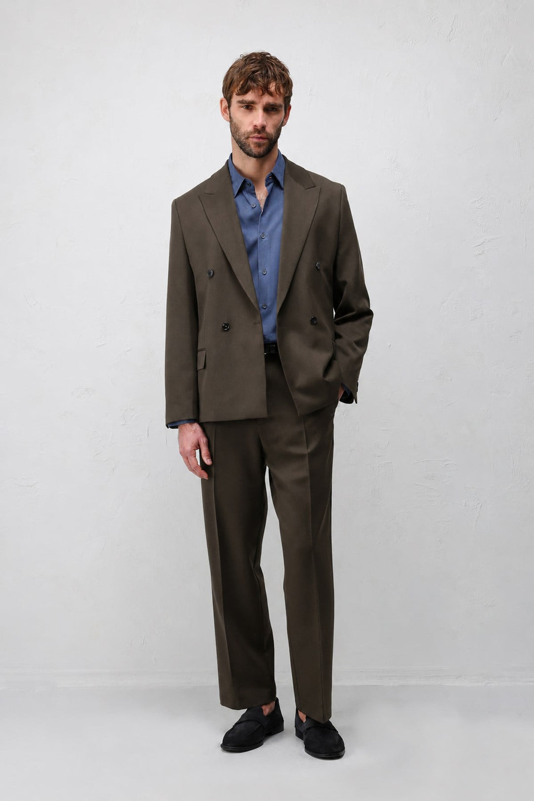 ANT Antioch Kahve 1 Relax Fit Kruvaze Erkek Blazer Ceket - Grantham