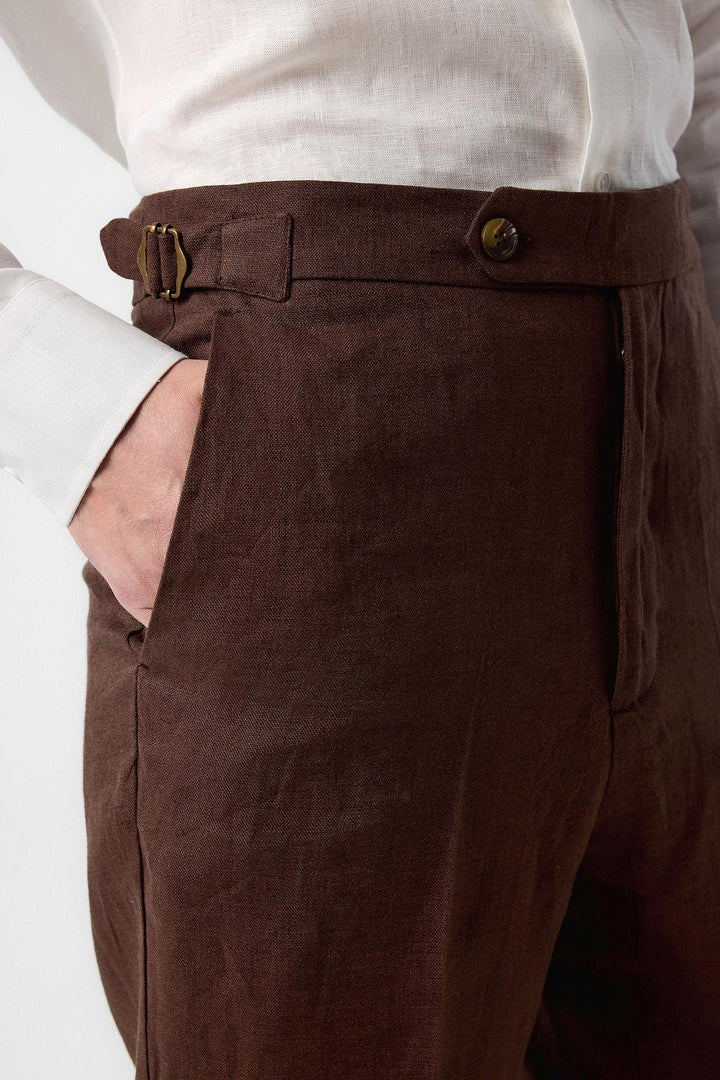 ANT Antioch Coffee 100% Linen Italian Cut Men's Pants - Tepeji del Río de Ocampo