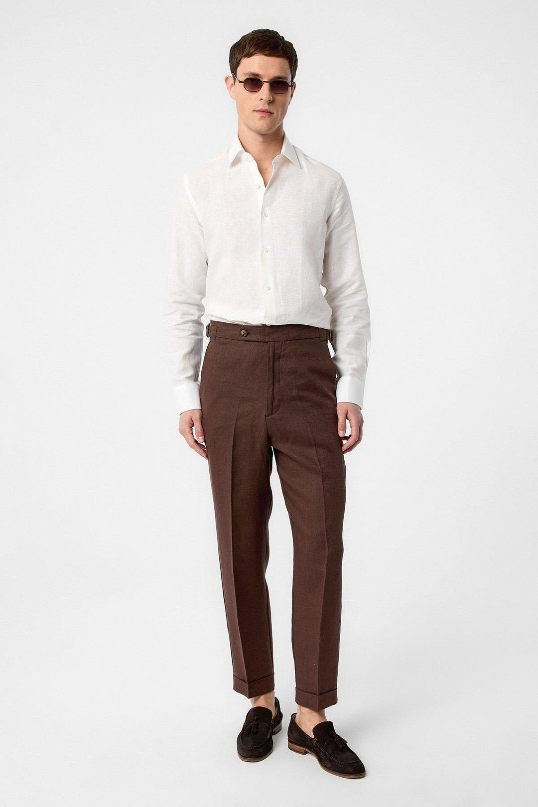 ANT Antioch Coffee 100% Linen Italian Cut Men's Pants - Torreón