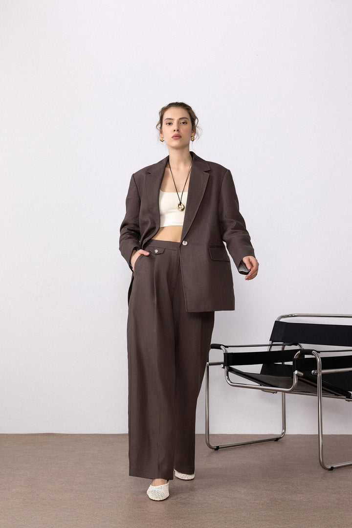 ANT Antioch Coffee 100% Linen Women's Blazer Jacket - Downers Grove