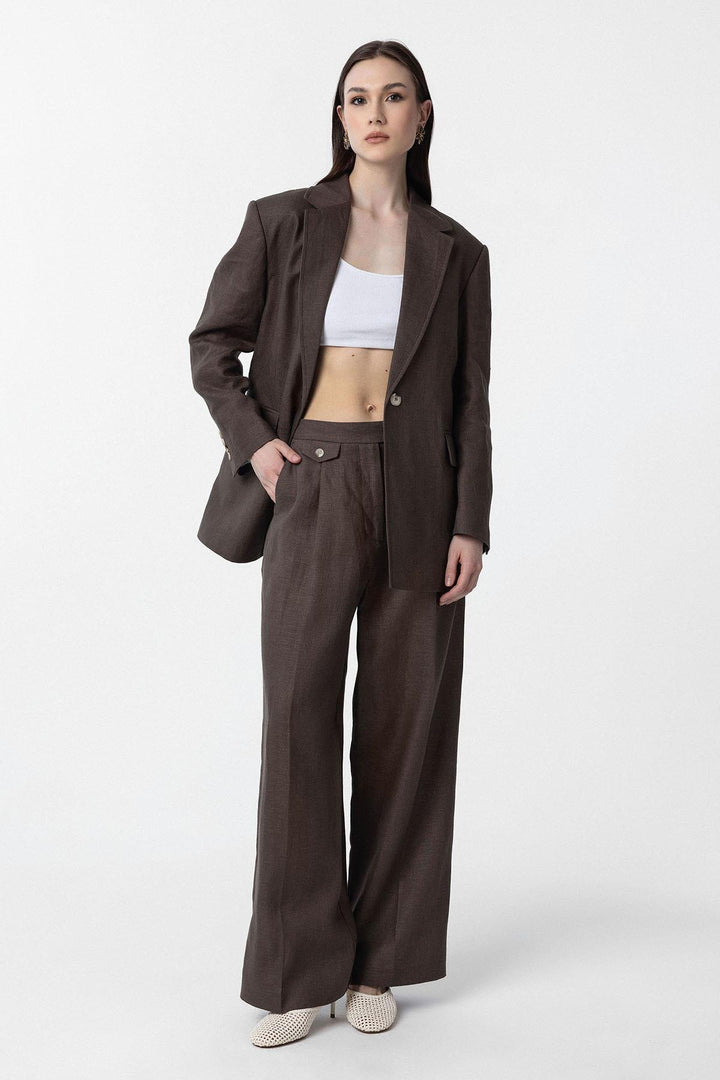 ANT Antioch Coffee 100% Linen Women's Blazer Jacket - Downers Grove