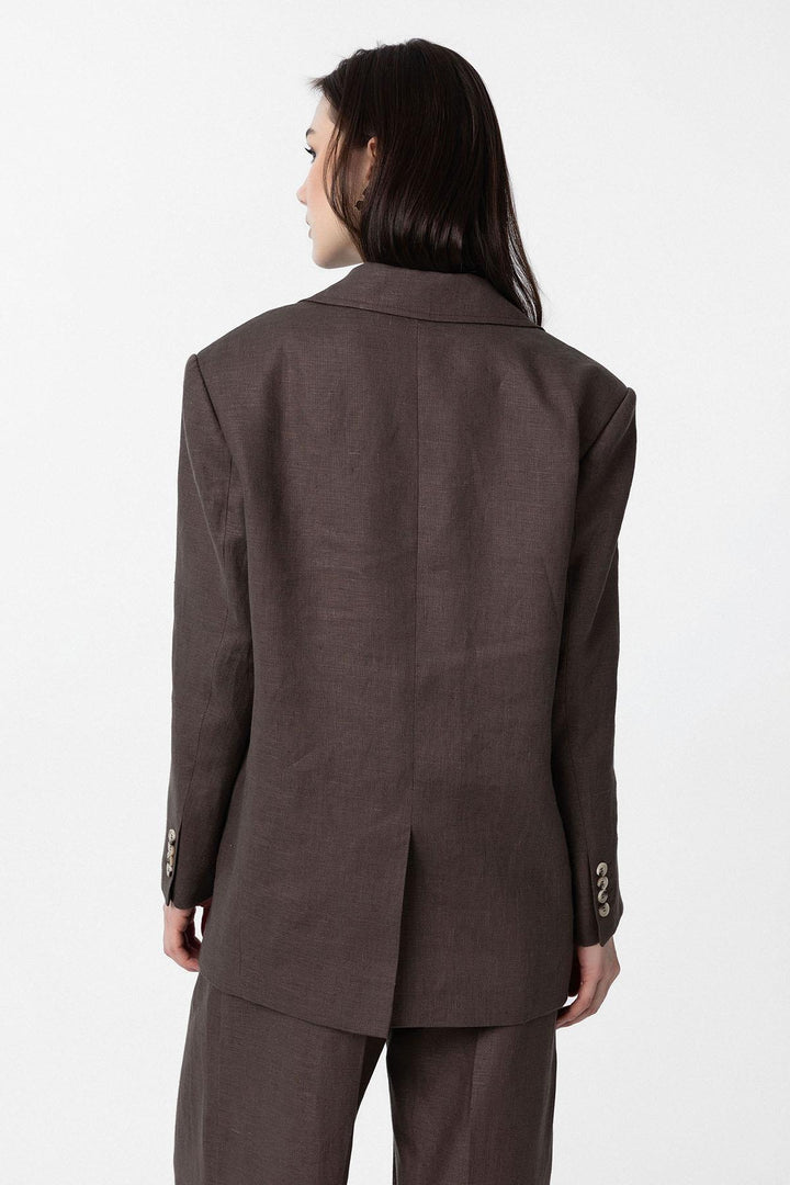 ANT Antioch Coffee 100% Linen Women's Blazer Jacket - Downers Grove