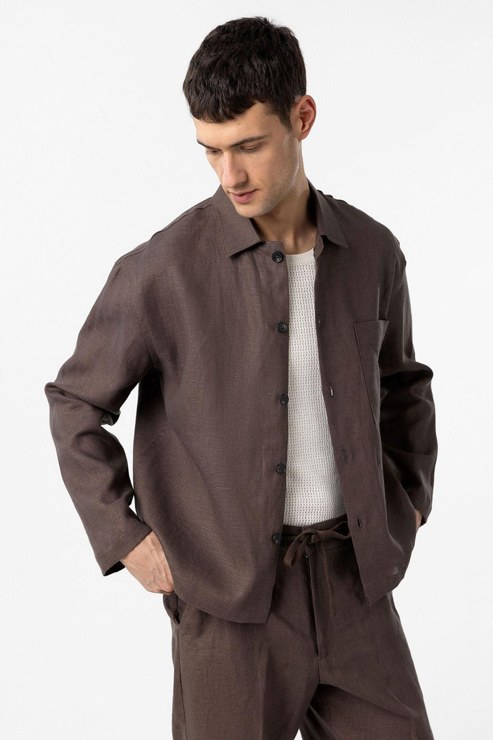 ANT Antioch Coffee 100% Linen Relax Fit Men's Slim Jacket - Edmonds