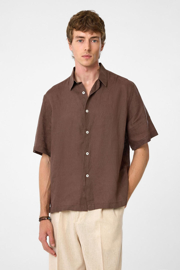 ANT Antioch Coffee 100% Linen Relaxed Fit Men's Shirt - Anzio