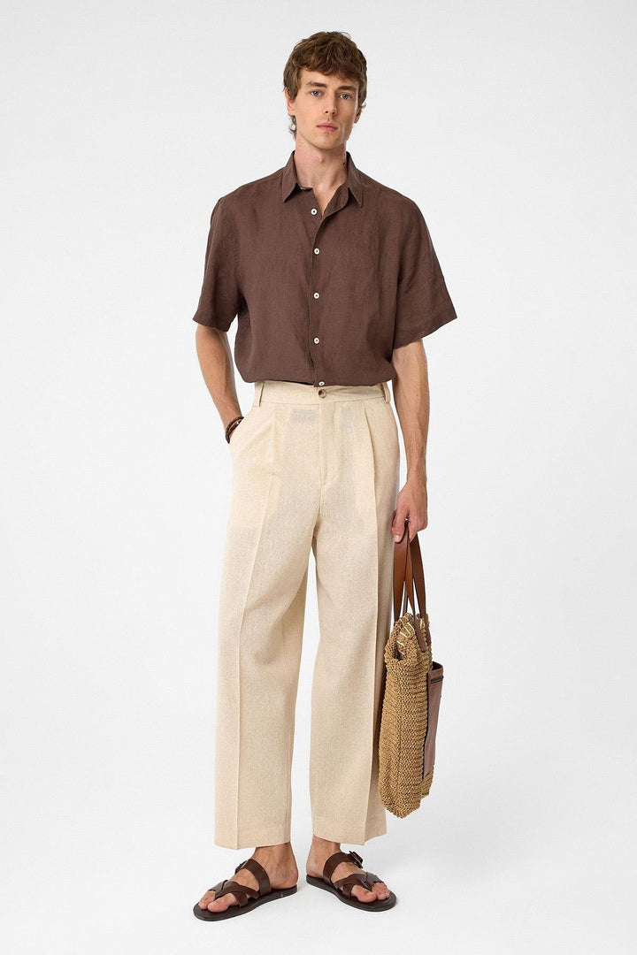 ANT Antioch Coffee 100% Linen Relaxed Fit Men's Shirt - Anzio