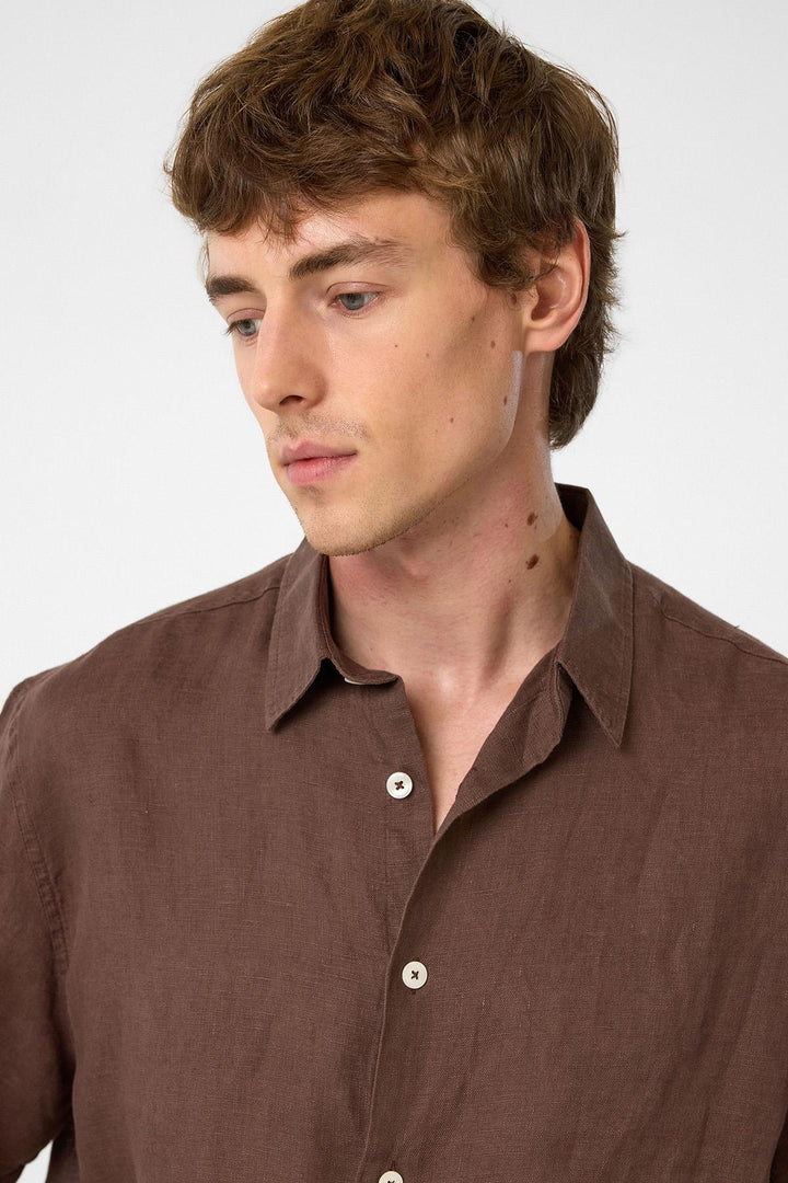 ANT Antioch Coffee 100% Linen Relaxed Fit Men's Shirt - Anzio