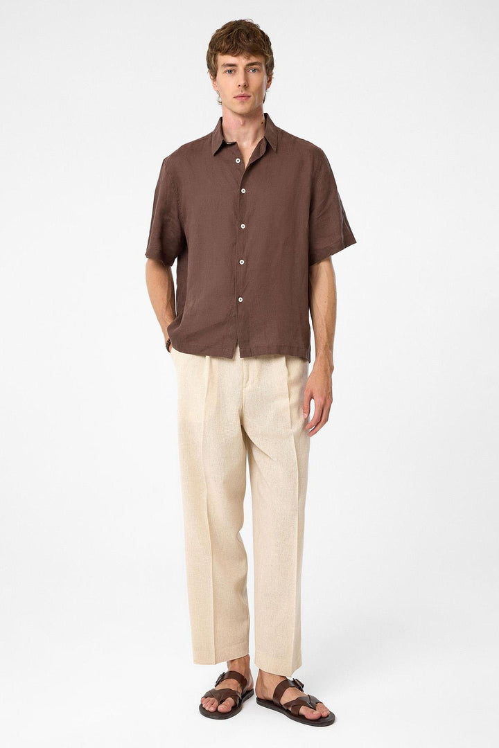 ANT Antioch Coffee 100% Linen Relaxed Fit Men's Shirt - Anzio