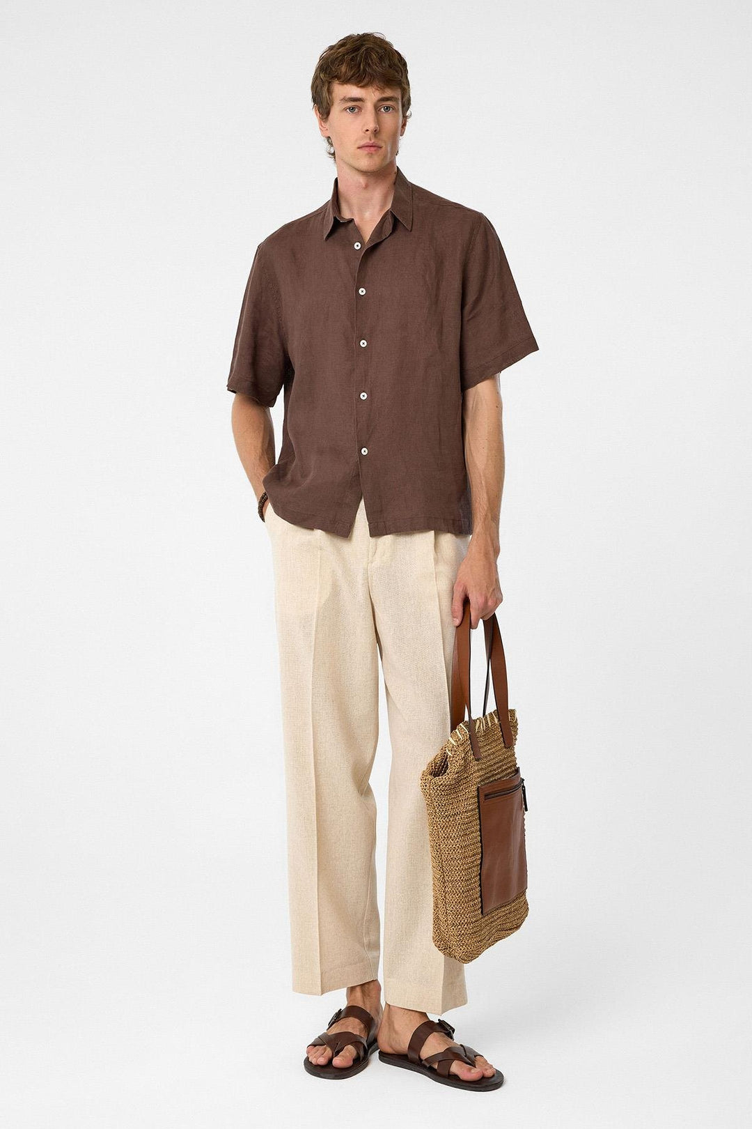 ANT Antioch Coffee 100% Linen Relaxed Fit Men's Shirt - Anzio
