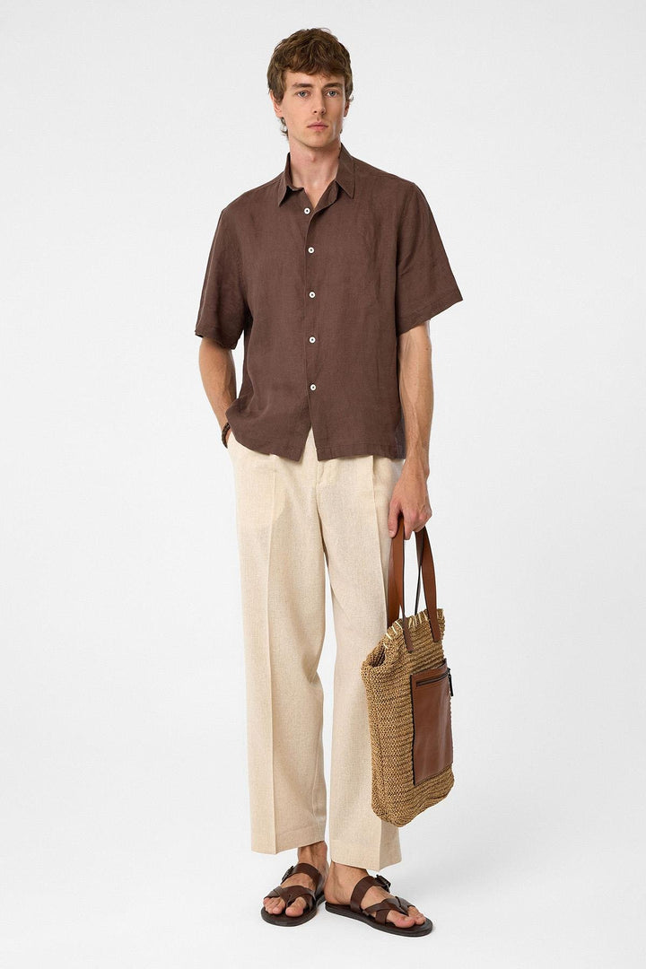 ANT Antioch Coffee 100% Linen Relaxed Fit Men's Shirt - Anzio