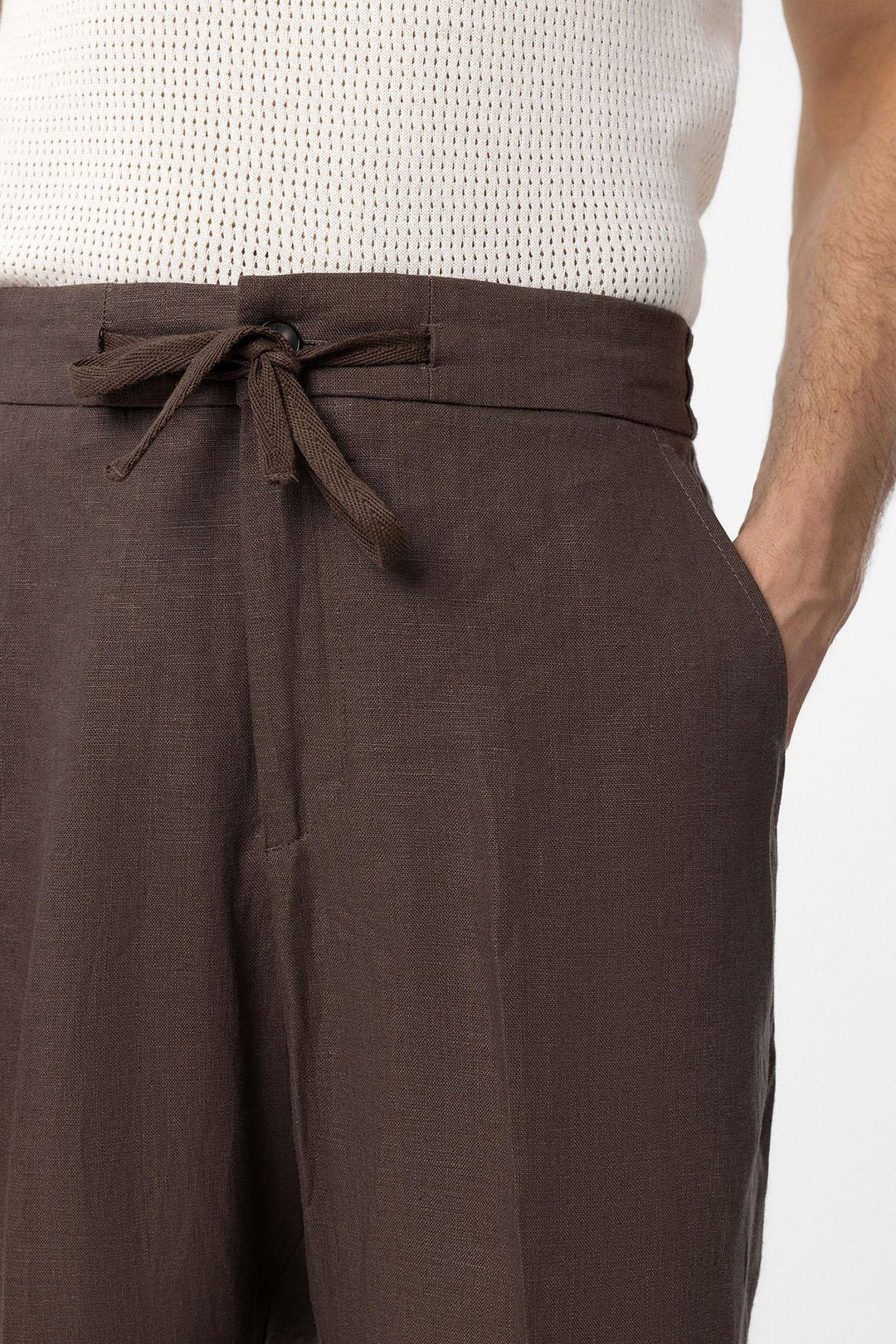 ANT Antioch Coffee 100% Linen High Waist Men's Pants - East Lansing