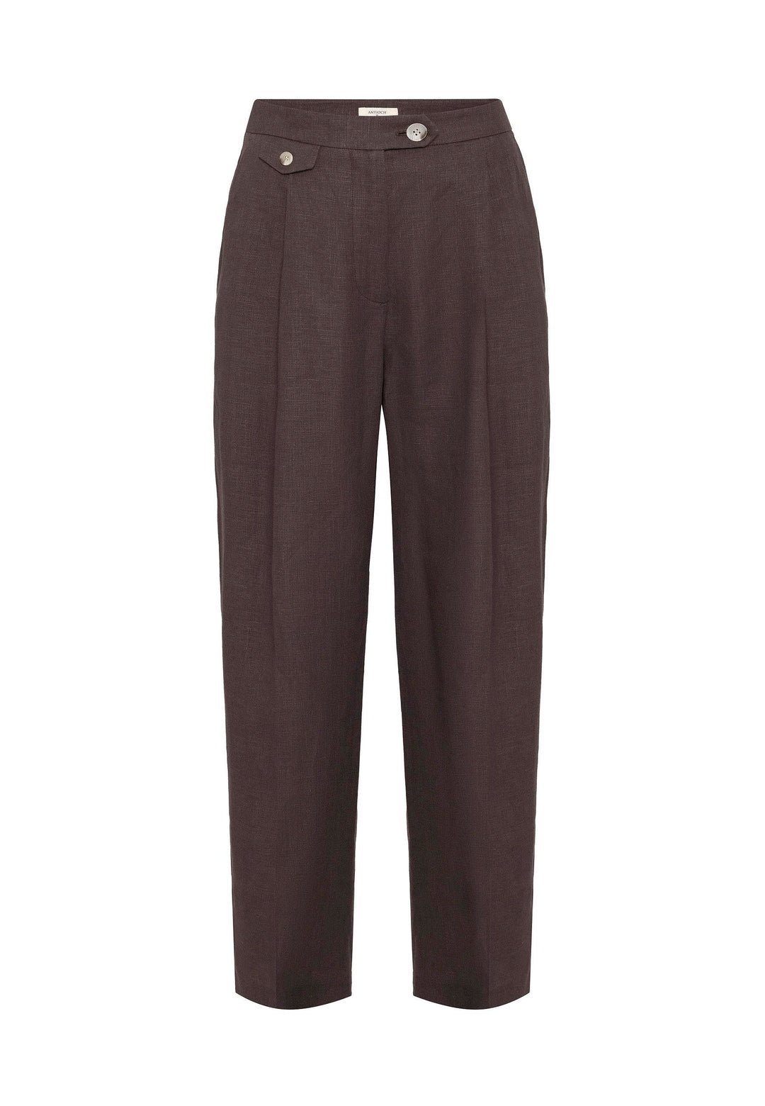ANT Antioch Coffee 100% Linen High Waist Belted Women's Pants - Franklin