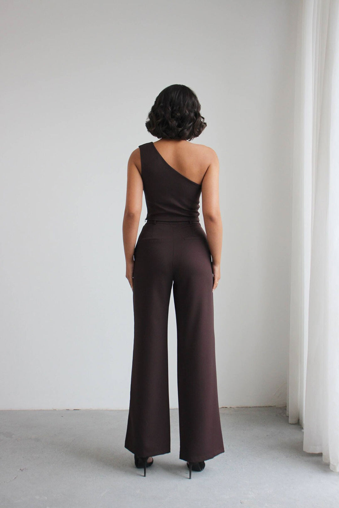 Kahve Aksesuar Detaylı Bluz Ve Pantolon Dokuma Alt Üst Takım BCHN-2526127 - Austin