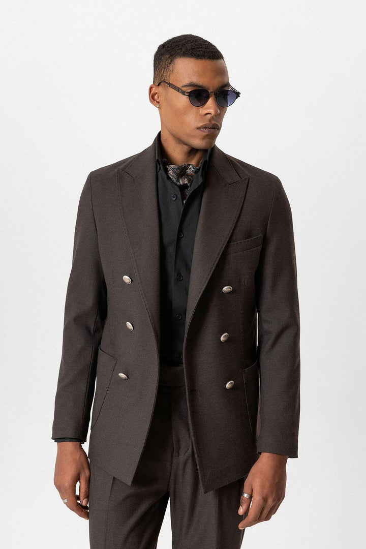 ANT Antioch Coffee Unlined Double-Breasted Men's Blazer Jacket - Maintal