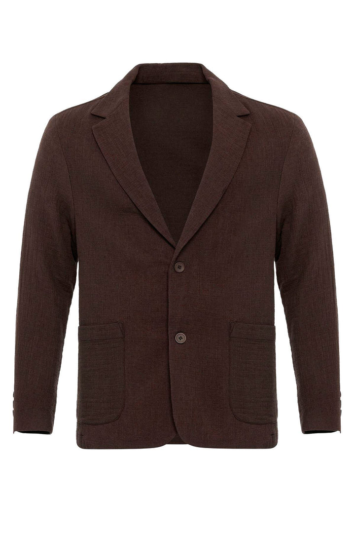ANT Antioch Kahve Astarsız Torba Cepli Erkek Blazer Ceket - Marsala