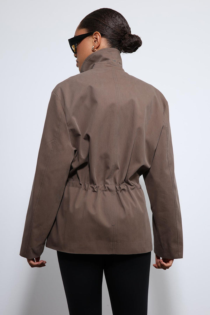 ANT Antioch Kahve Ayarlanabilir Bele Sahip Kısa Trençkot - Tuckahoe