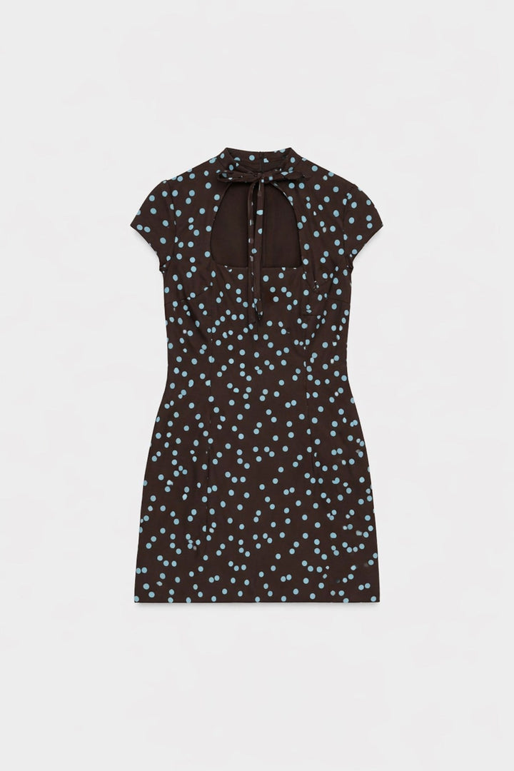 ANT Short Dress with Lace-Up Polka Dot Pattern - Bagheria