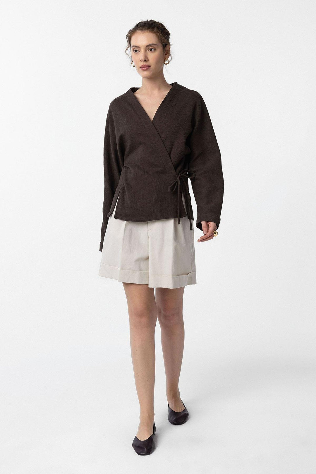 ANT Antioch Coffee Tied Kimono Women's Shirt - Marano di Napoli