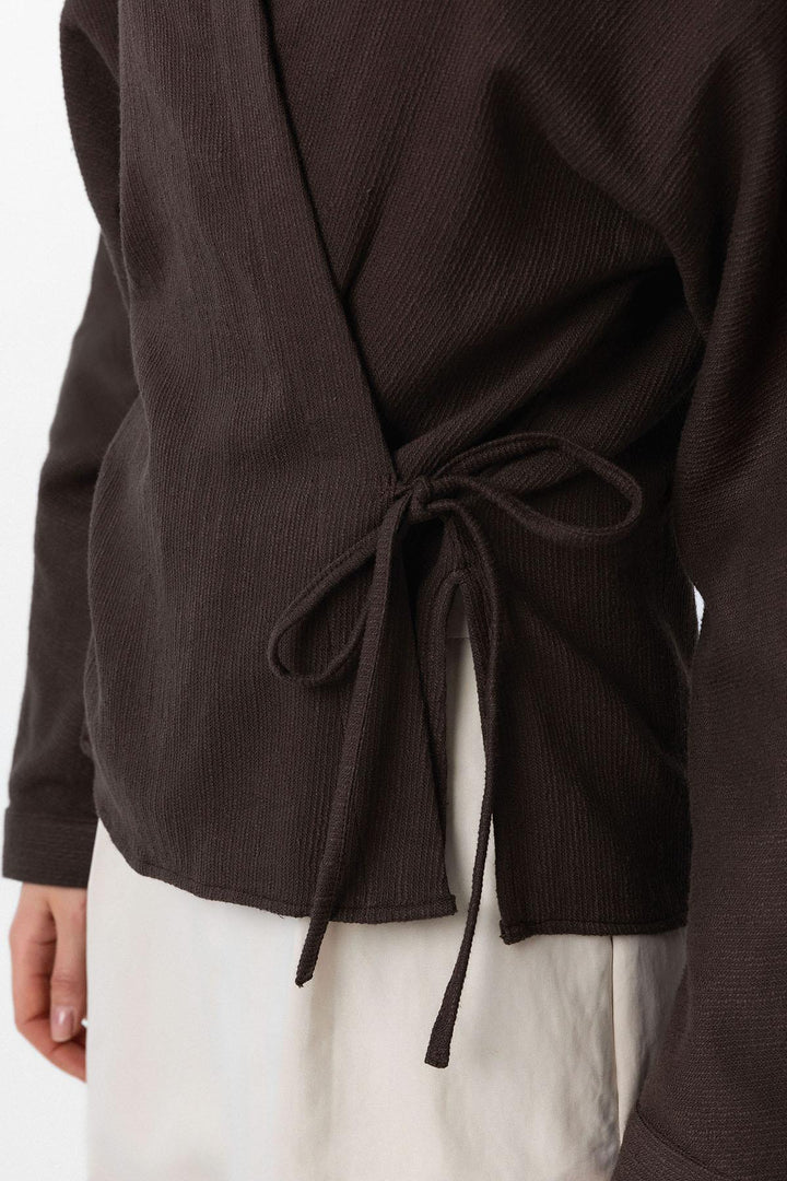 ANT Antioch Coffee Tied Kimono Women's Shirt - Marano di Napoli