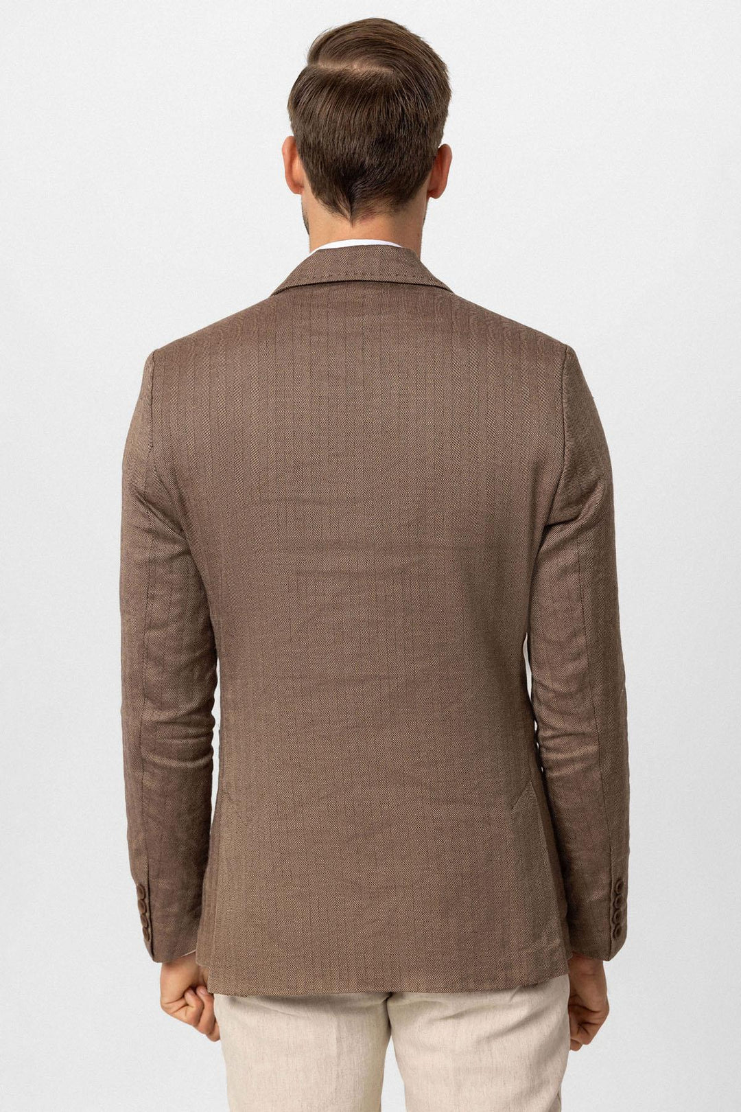 ANT Antioch Kahve Balıksırtı Desenli Erkek Blazer Ceket - Kharkiv