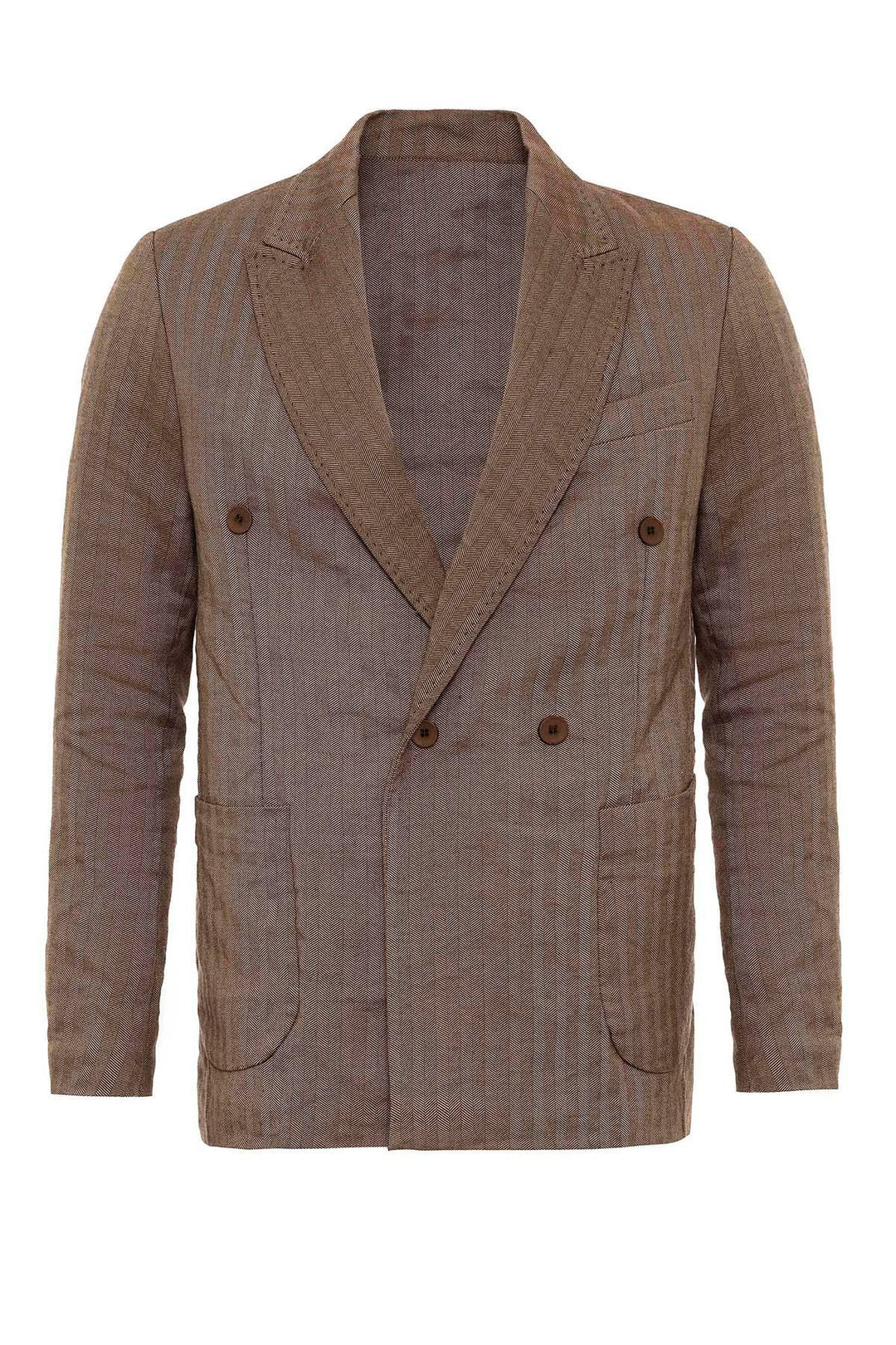 ANT Antioch Coffee Herringbone Patterned Men's Blazer Jacket - Montpellier
