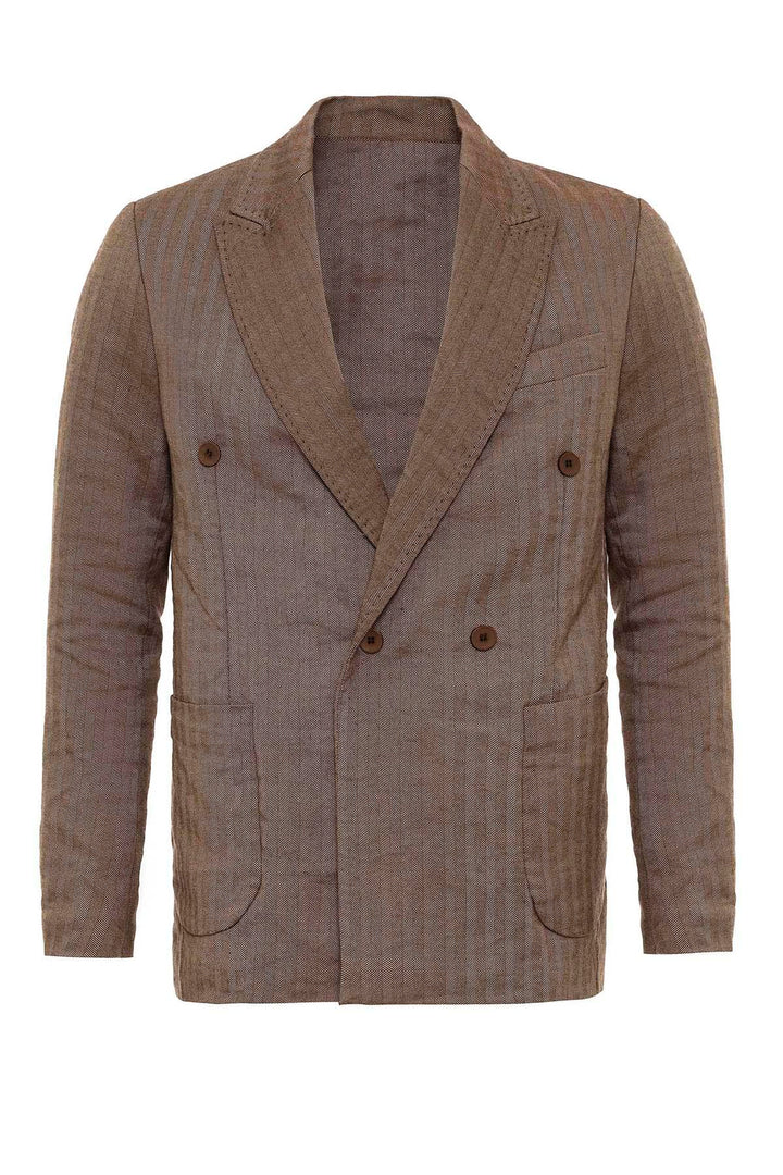 ANT Antioch Coffee Herringbone Patterned Men's Blazer Jacket - Montpellier