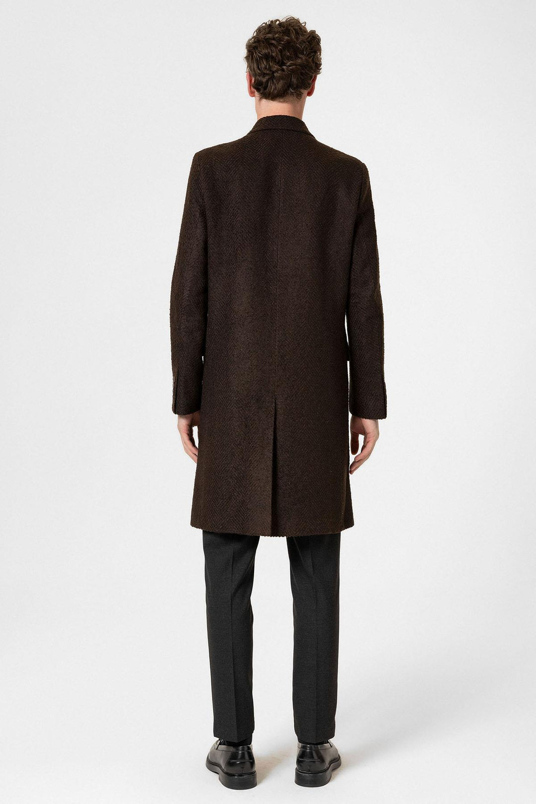 ANT Antioch Coffee Herringbone Patterned Men's Coat - Coral Springs