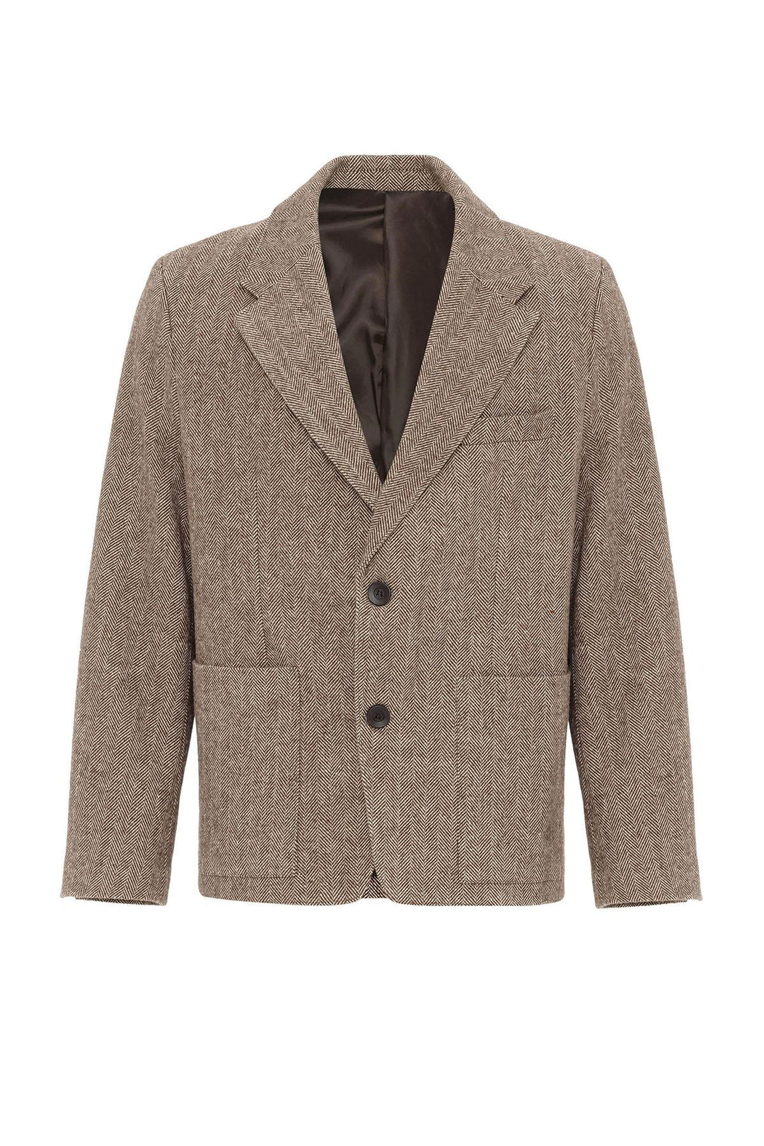 ANT Antioch Coffee Herringbone Patterned Oversized Men's Blazer Jacket - Hoofddorp