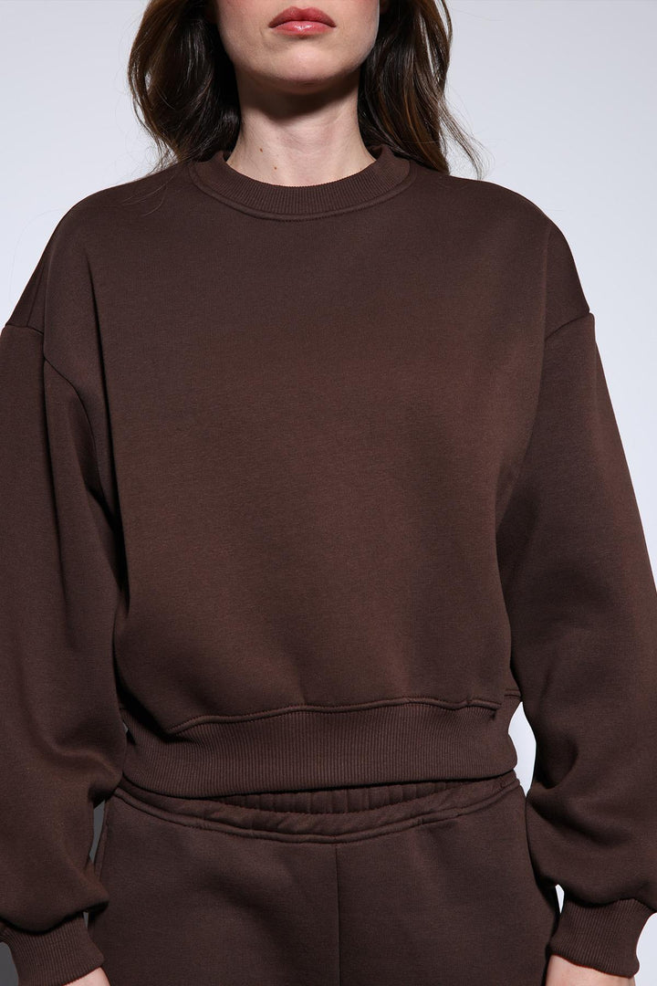 ANT Antioch Kahve Basic Kadın Sweatshirt - Bath