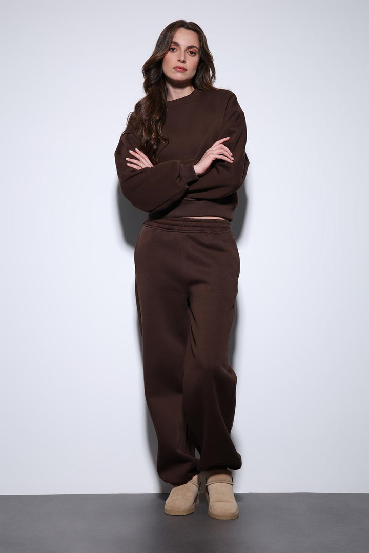 ANT Antioch Kahve Basic Kadın Sweatshirt - Bath