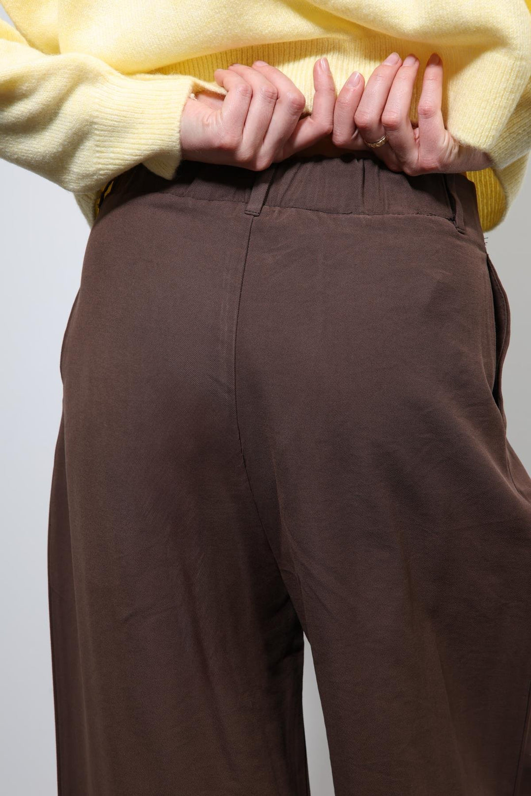 ANT Antioch Kahve Bel Lastikli Pileli Kadın Pantolon - Marl