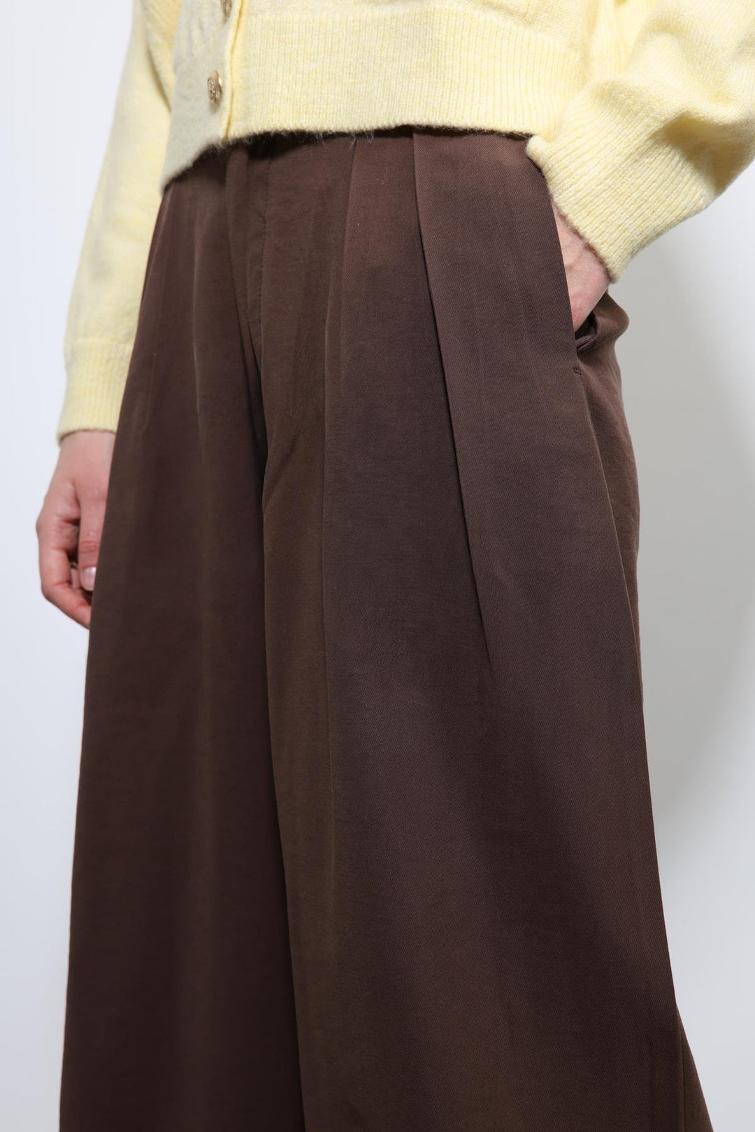 ANT Antioch Kahve Bel Lastikli Pileli Kadın Pantolon - Marl