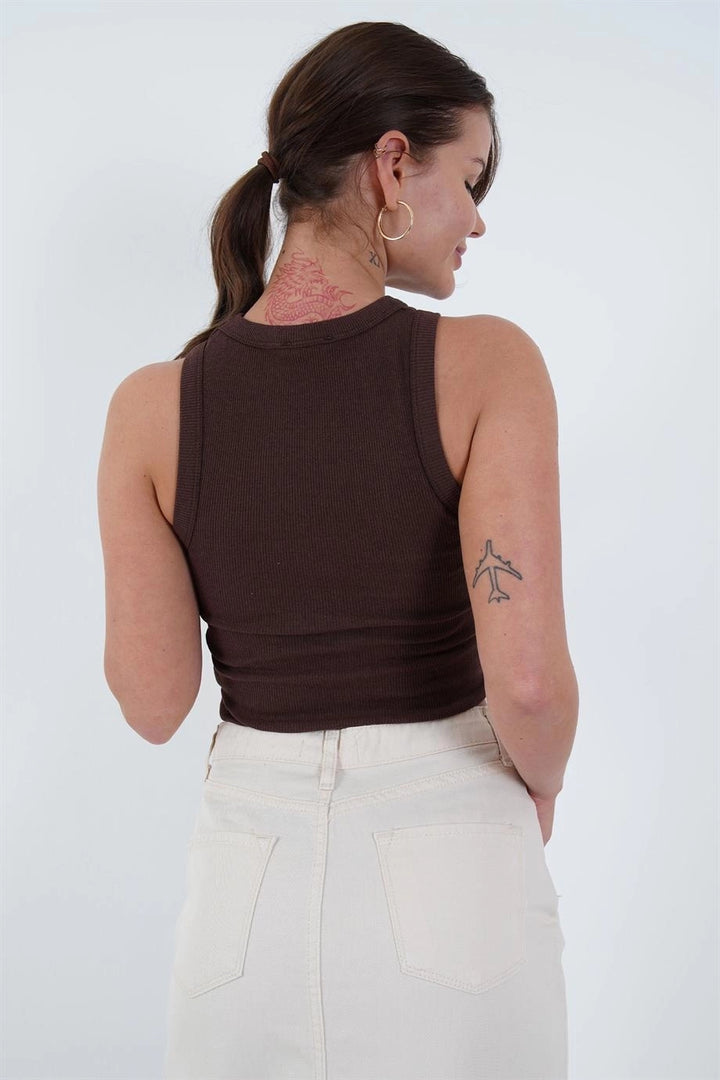 Coffee Bicycle Collar Eyebrow Corset Blouse CO-2523254307 - Union City