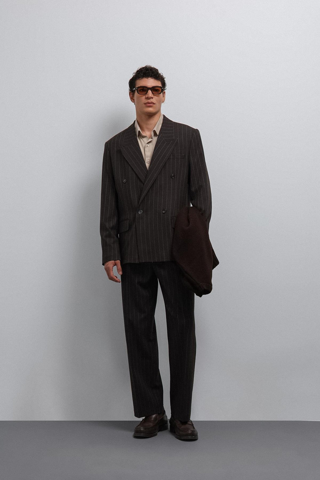 ANT Antioch Kahve Çizgili Kruvaze Erkek Blazer Ceket - Lelystad